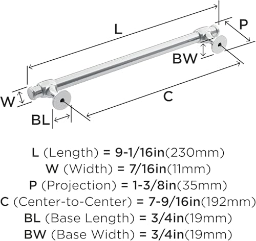 Amerock Maniglia Per Armadietto, Cromo Lucido, 192 Mm, Da Centro A Centro, Winsome, Confezione Da 1, Maniglia Per Armadietto, Hardware Per Armadietti - 6