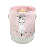 UGszqm Girl Laundry Basket - Collapsible Baby Girl Laundry Hamper,Toy Bins,Storage Bin,Gift Baskets(Pink Girl)