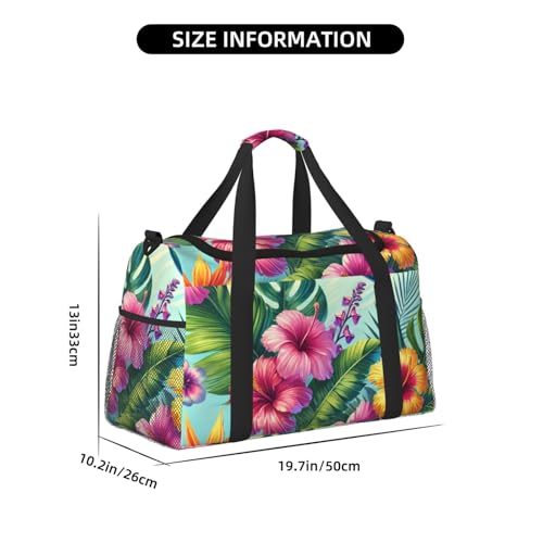 40l Gym Travel Duffel Bag Island Style Floral Hawaii Carry-On Workout Overnight Backpack2