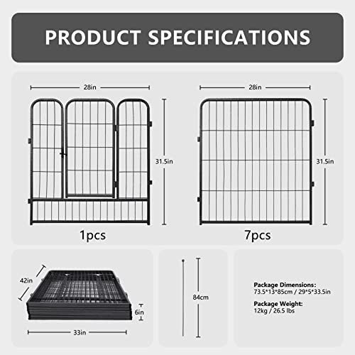 Dogelsy Dog Playpen 8/16 Panels Heavy Duty Puppy Playpen Foldable Dog Fence Pet Playpen With Door For Small Medium Dogs Indoor & Outdoor (28" Wx31.5 H, 8 Panels) #TOP5