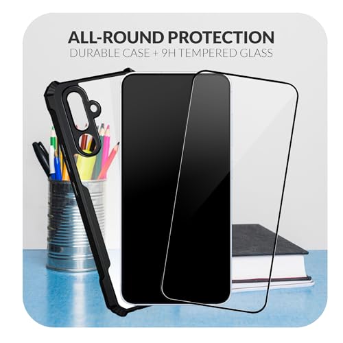 Image of Back Cover Case + Screen Protector for Samsung Galaxy F56 5G | Transparent Black | TPU & PC Anti Yellow Mobile Phone Case Cover for Samsung Galaxy F 56 / F56 5G | 360 Degree Protection