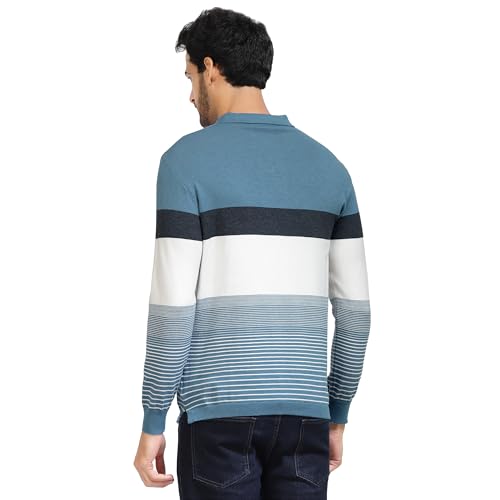 Image of Kalt Mens Basic Solid Full Sleeves Polo Cotton Blend Knitted Regular Fit Polo-Neck T-Shirts with Collar Stylish