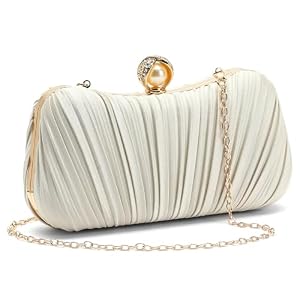 RNIEGA Small Clutch Purses for Women Evening Bag Pleated Satins Clutch Purse Luxury Handbags for Wedding Party
