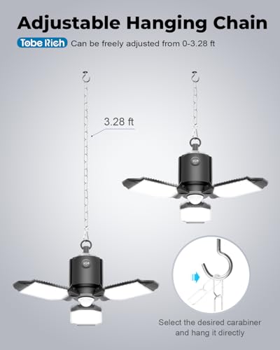 Image of toberich Motion Sensor Garage Light Plug in, 8000LM Shop Light w / 3 Modes, 3 Deformable LED Panels, 6500K Indoor Motion Sensor Light Bulb for Garage, Utility Room, Basement (1 Pack)