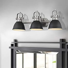 Emliviar 3-Light Bathroom Vanity Light Fixture, Black Finish with Metal Shade, 4054H-A 41KuuyoJ6TL. SS280