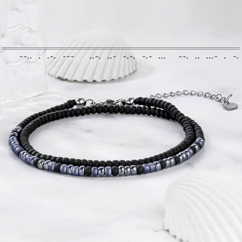 Image of Btysun Inspirational Morse Code Bracelets for Women Men Teen Girl Gifts Best Friend Birthday Gifts for Him Her Adjustable Layered Secret Message Sister Bff Girfriend Sister Christmas Jewelry