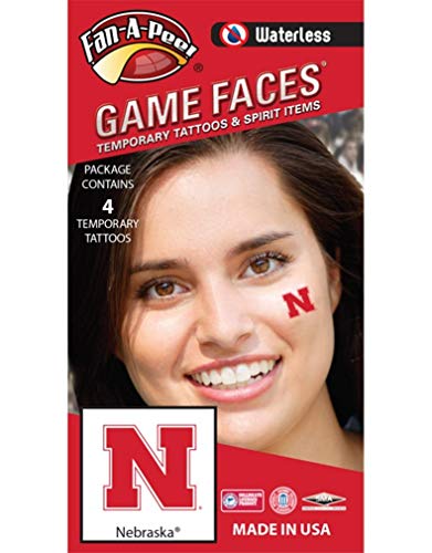 Nebraska – Waterless Peel & Stick Temporary Spirit Tattoos – 4-Piece – Scarlet Logo