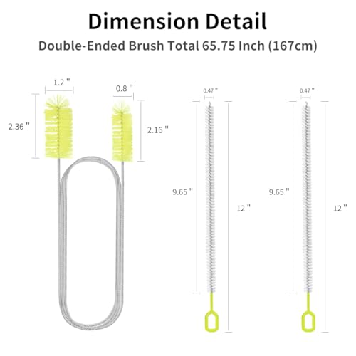Image of Flexible Drain Brush, 66 inch Extra Long Pipe Cleaners with 2 Pcs Straw Brush