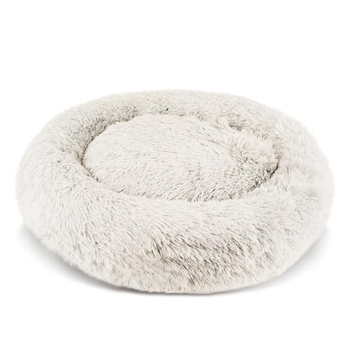 PATAM Cuccia Morbida, Lettino per Cani e Gatti a Ciambella Sfoderabile e Antiscivolo, Alaska Panna, Extra-Large 81 cm