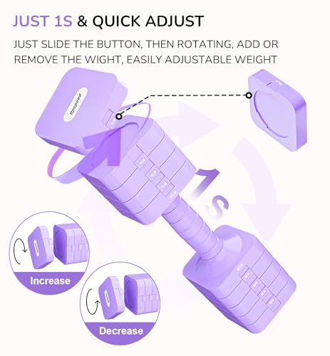 Image of 5-in-1 Adjustable Dumbbell Set for Women Men 10 lb Each | Dumbbells Set of 2, Free Weight Set at Home Gym, Locking /TPU Soft Handle Strength Training Weight Loss