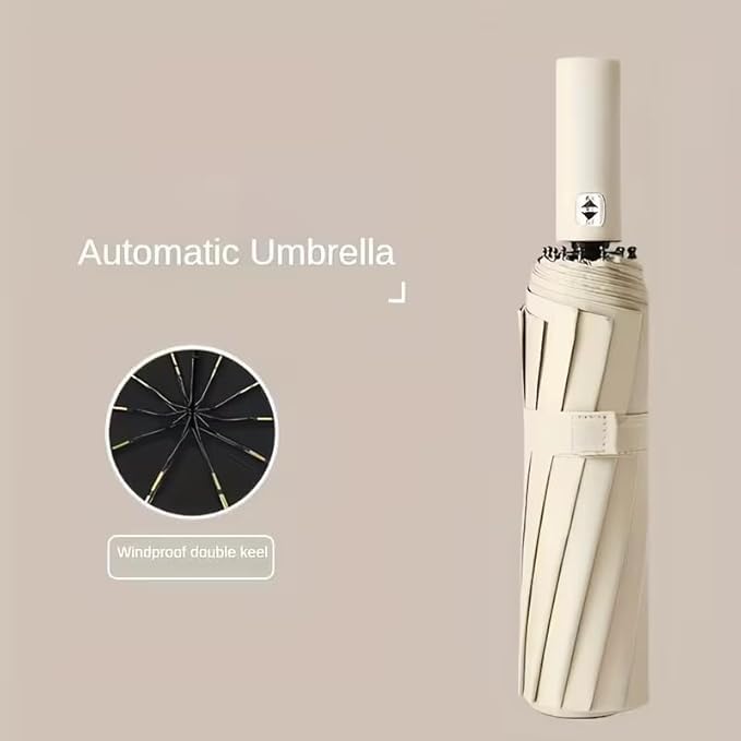 Image of ๐๐ฎ๐ป๐๐ฒ๐ฟ๐ฎ Compact Automatic Folding Umbrella - Windproof, UV Protection, ๐ญ๐ฎ ๐ฅ๐ถ๐ฏ๐ Lightweight Portable Travel Portable Umbrella for Men & Women Use in Sun & ๐ฅ๐ฎ๐ถ๐ป (Light-Green)