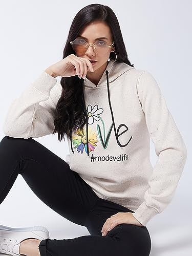 Image of Modeve Women Printed Hooded Sweatshirt for Winter