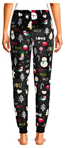 Secret Treasure Ho Ho Joy (Black Shoot) Women's Cuffed, Soft, Plush Sleep Pants (Small) #TOP2