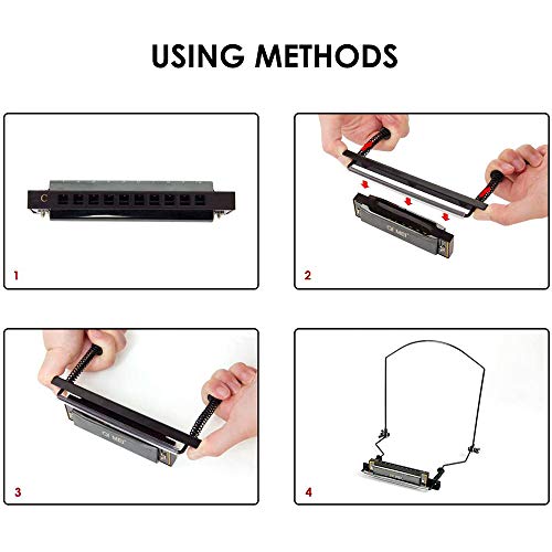 MUPOO Harmonica Holder Neck Rack Mount Stand Adjustable Suitable for Stage Studio, 10 Holes