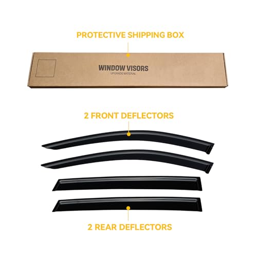 Image of Rain Guards Window Visor for Acura RDX 2019-2026 Out-Channel | Shields Vent Deflector Shade Wind Dark Smoke 2020 2021 2022 2023 2024 19 20 21 22 23 24 25, Tape-On Outside-Mount, 4PCS