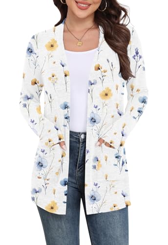 Image of Yincro Womens Lightweight Cardigan Long Sleeve Open Front Casual Sweater Cardigans with Pockets