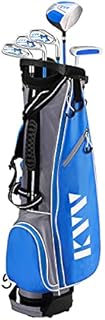 KVV Junior Complete Golf Club Set for Kids/Children Right Hand, 11-13 Years Old 5-Piece Set Includes Oversize Driver, S#,7# & 9# Irons, Putter, Head Cover, Golf Stand Bag(Blue)