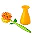 Vigar Flower Power Orange Dish Brush with Vase, 10-Inches, Orange, Green