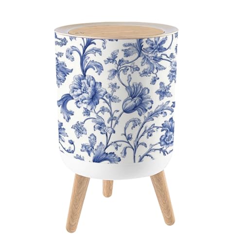 Caneca de basura pequeña con tapa y patas color floral vintage