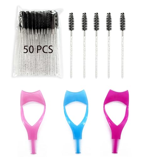 NINGLASH Mascara Shield Guard and 50PCS Disposable Eyelash Brush Lash Applicator Tools Mascara Wands Makeup Brushes Applicators Kits Eyebrow Brush Spoolies For Eyelash Extensions Lash Buddy Kit