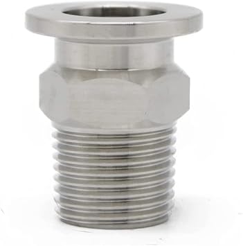 Adapter KF-25 to 3/8 Inch NPT-Male, ISO-KF Flange Size NW-25, Stainless Steel Threaded NPT Male Threaded Pipe Fitting to TRI Clamp Adapter KF25, 3/8 Inch