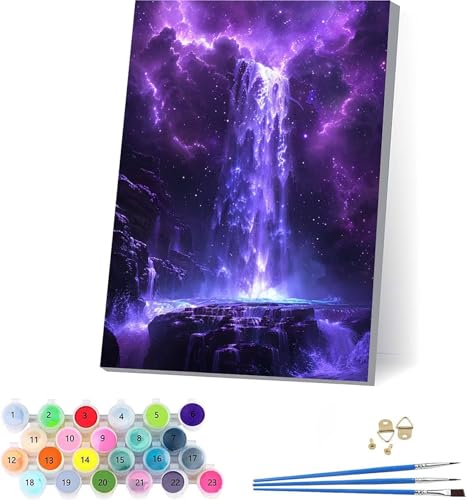 G Waterfall yCgoCio[  DIY Paint by Numbers LbghG h G fW^G uVƃANG̋ l̂߂̃NGCeBuȎ z[ ItBX Mtg 100x135cm 