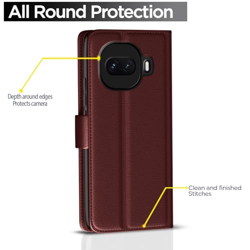 Image of Amazon Basics Flip Cover for iQOO 15R 5G Leather Finish | Wallet Stand and Shock Proof | Inside TPU with Card Pockets | Complete Protection Flip Case (Brown)