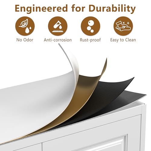 Image of Polup Kitchen Pantry Cabinet, 90 inch Tall Metal Storage Cabinet with Doors | White Heavy-Duty Steel Cupboard, 5 Adjustable Shelves, Magnetic Latch, Gold Handles, for Dining Living Room, Laundry, Garage