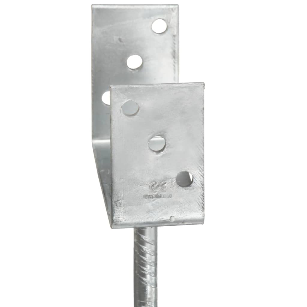 Juego de 6 soportes para postes, color plateado, 9 x 6 x 30 cm, acero galvanizado, anclaje para postes de valla con agujeros preperforados, extremo en espiral, anclaje estable