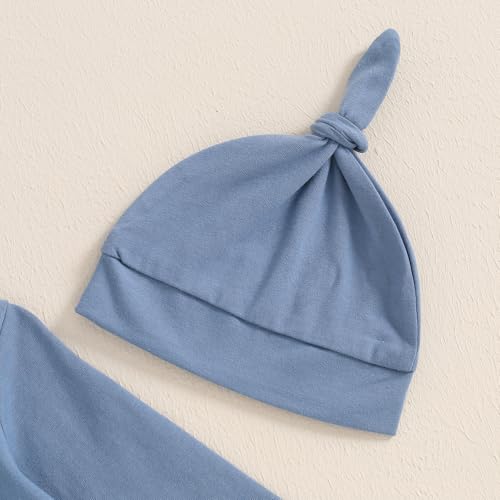 Image of Baby Girl Boy Sleeping Waffle Bag Letter Embroidery Long Sleeve Sleep Striped Sack with Hat 2 Piece Set for Fall