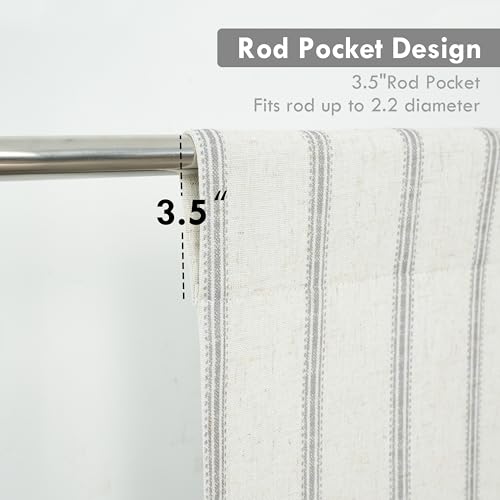 Driftaway Farmhouse Double Layer Linen Blackout Tie Up Curtains Thermal Insulated Vertical Striped Fully Lined Balloon Roman Shade Bathroom Window Adjustable Rod Pocket 25 Inch By 47 Inch Gray thumb #2