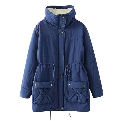 Kubbon Women's Winter Coats Mid Length Thick Warm Jackets Faux Lamb Wool Lined Parka Coats Casual Sherpa Outwear with Pocket2