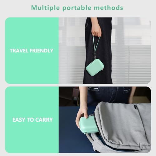 Image of Camera Case for Canon PowerShot ELPH 360 HS A, IXY 650 /ELPH 360 Camera Protective Case Storage Holder Travel Bag with Wrist Strap, Mesh Pocket for Battery Pack, USB Cable, Light Green