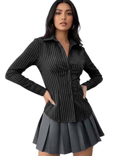 Image of Aahwan Stipred Front Button Long Sleeve Casual Shirt for Women's & Girl's