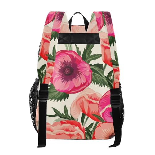 Floral Coral Poppy Flowers Clear Backpack for Women Kids Girls Backpack Boys Approved See through Bag3