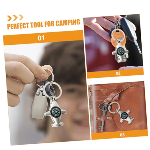 Set 4 piezas brújula llavero metálico para camping miniatura 3