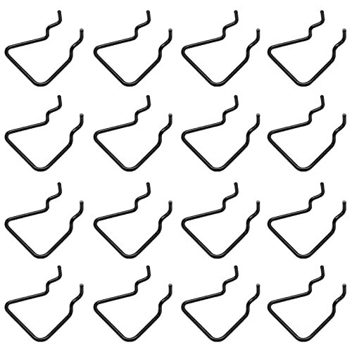 Kyuionty 16Pcs Pegboard Plier Holders, Stainless Steel Double Loop Pegboard Hooks, Black Shelving Display Hooks for Shop Store Supermarket Hanging Tools