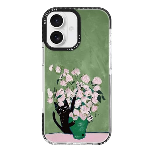 Coque iPhone 16 chat noir fin TPU souple fini les rayures avec MagSafe