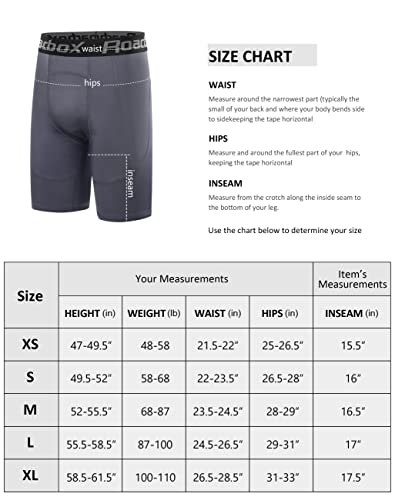 Roadbox Youth Boys Compression Shorts - Performance Athletic Base Layers Spandex Compression Underwear Sports Shorts Grey #TOP6