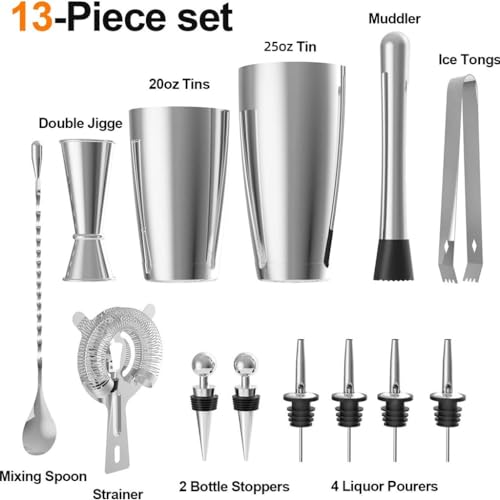 Set Bartender Acero Inoxidable 13 piezas Boston miniatura 2