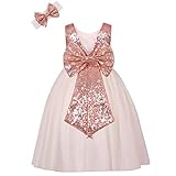 ANATA Baby Girls Sequin Tutu Dress Pageant Princess Flower Girls Party Gown Sleeveless Glitter Wedding Bridesmaid Dresses for Kids Special Occasion Rose Gold Off White 14 2-3T