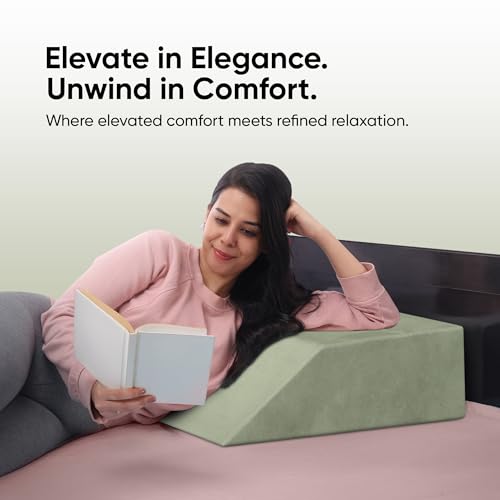 Image of Frido Leg Elevation Wedge Pillow for Edema, Varicose Veins, Fracture | High Resilience Foam Cushion for Leg, Knee & Thigh Support | Back Pain & Swelling Relief | Lightweight (Sage Green)