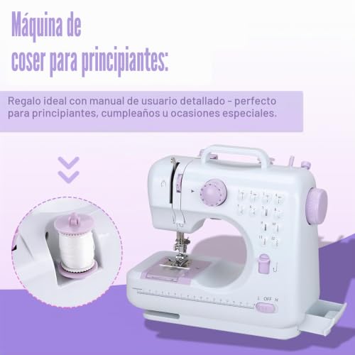 Miniatura 2 de Mini Máquina De Coser Para Principiantes, Máquina De Coser Multifunción De Doble Hilo Para El Hogar, 12 Puntadas, Para Niños, Eu 220v