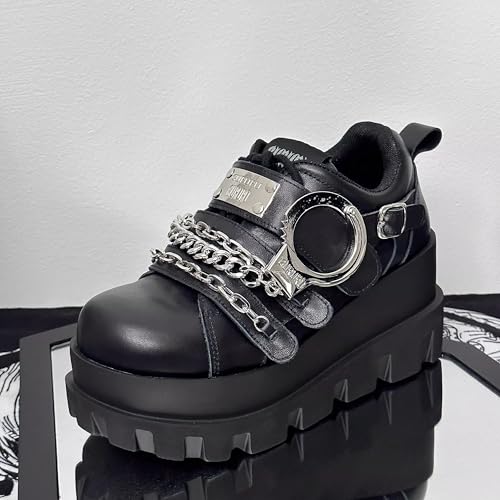 GURURU Women's Goth Boots Punk Black Metallic Goth Platform Chunky Ankle Boots Thick Sole Goth Boots Designer Shoes4