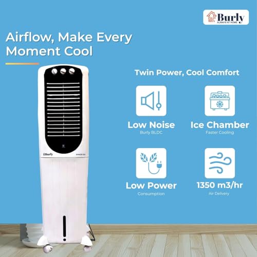 Image of BHABURLY Amaze 50L Tower Air Cooler for Home | 6-Inch High-Speed Blower | 1400 CMH Air Delivery | Honeycomb Cooling Pads | 1350 RPM Motor | 1-Year Warranty | Elegant Design
