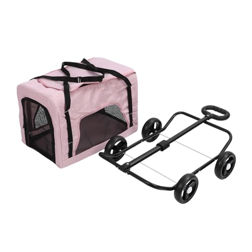 Transportín portátil para perros con 4 ruedas y diseño plegable compacto 6
