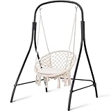 SUNCREAT Indoor Hammock Swing Chair with Stand, Hanging Chair Outdoor with...
