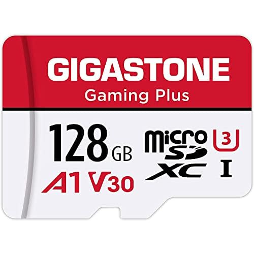 [Gigastone] 128GB Micro SD Card, Gaming Plus, MicroSDXC Memory Card for Nintendo-Switch, Wyze, GoPro, Dash Cam, Security Camera, 4K Video Recording, UHS-I A1 U3 V30 C10, up to 100MB/s, with Adapter