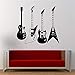 Collection de Quatre Stickers muraux pour Guitare électrique Musique Cool Rock Instruments Stickers muraux décor à la Maison 102x108 cm