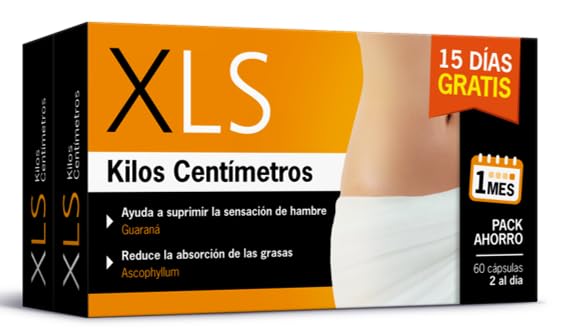 XLS Kilos Centímetros Pack Ahorro, Potente adelgazante, Pastillas para Adelgazar Muy Rapido, Quema Grasas Adelgazante Mujer y Hombre, Inhibidor de Apetito y Ansiedad, 60 comprimidos